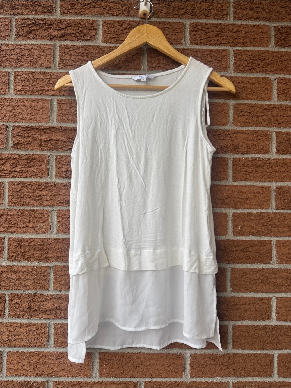 ALFRED SUNG White Layered Sleeveless Tank